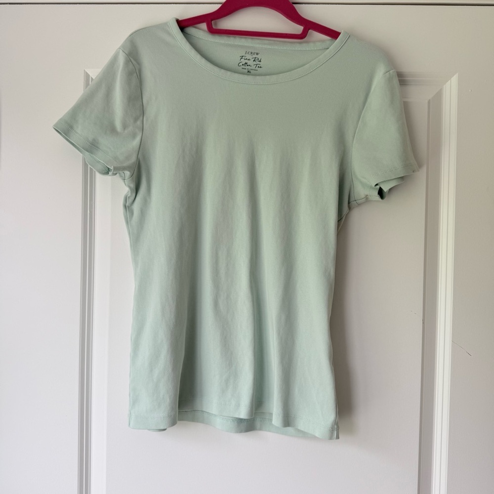 J.Crew Pale Aqua Fine Rib Cotton Fitted Tee XL (Fits like Large)